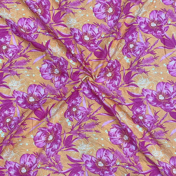 Pink & Orange Floral Print on Pure Cotton Cambric OM SS 249