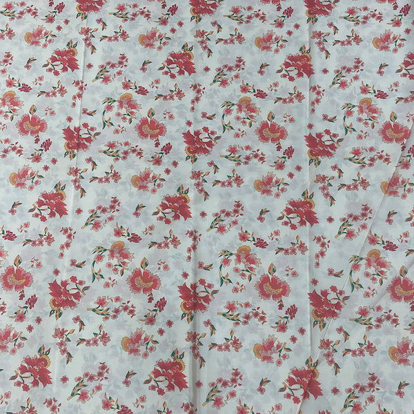 English small floral Print in Ivory color on Crepe Silk