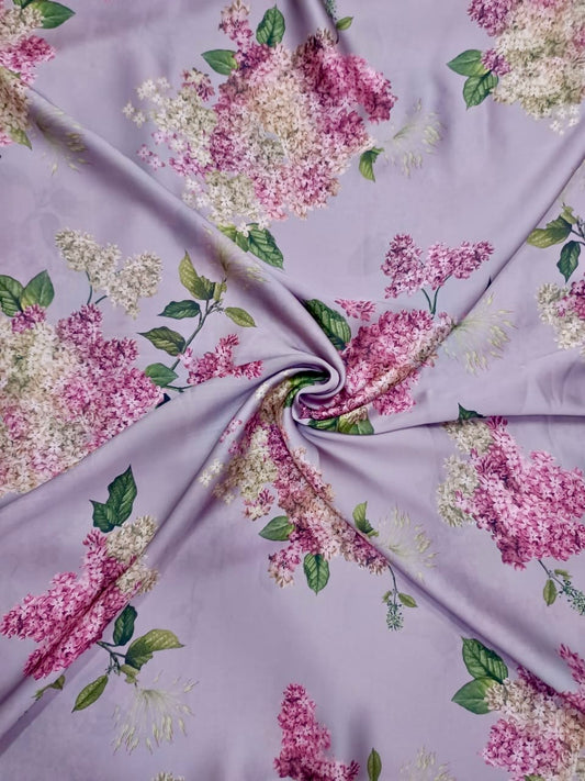 Dusty Purple Big Floral Bunch Sabya Kareena Print on Satin Georgette TK 427