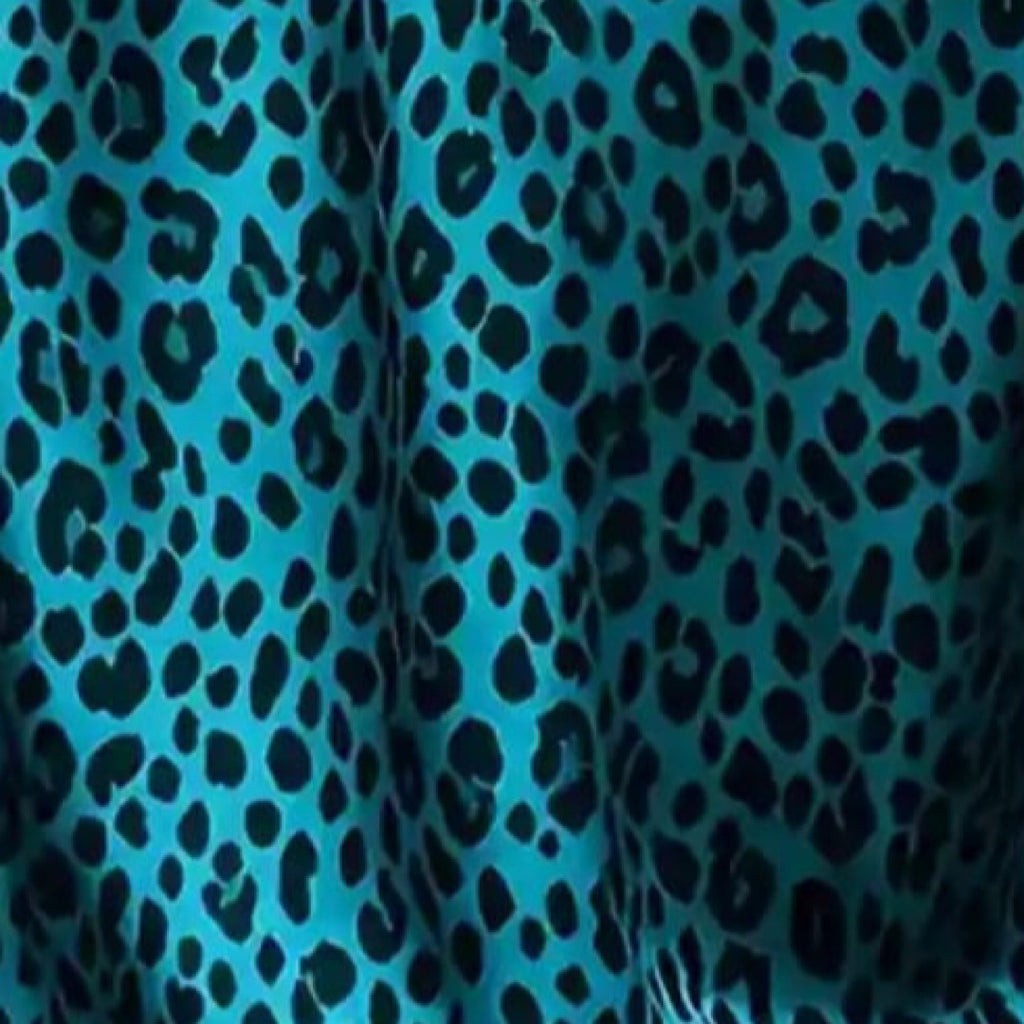 Animal Print in Blue Base Colour with Black Leopard print Deisgn on Pure Modal Satin