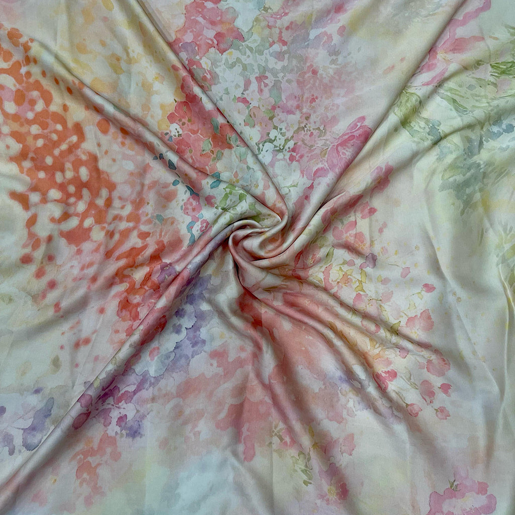 Yam Cream Multicolour Abstract Print on Pure Modal Satin