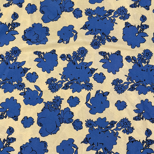 Dhruv Camel Base with Blue Floral Print on Pure Cotton Poplin TK 545