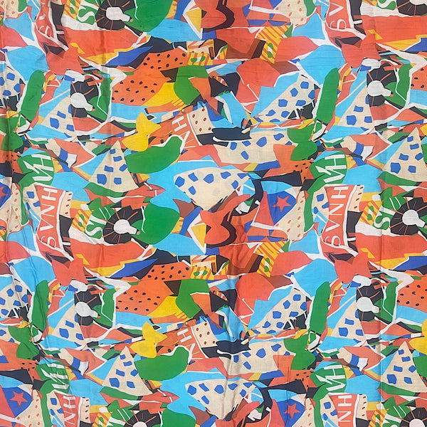 Shivan Abstract Multi colour Print on Pure Modal Satin Fabric OM SG 233