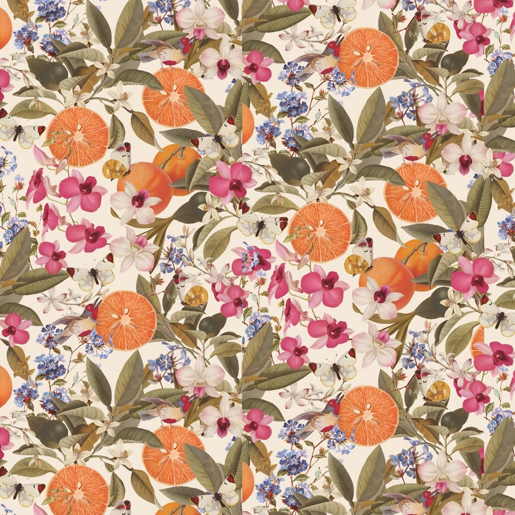 Designer Fruits & Floral Print on Satin Georgette OM PS