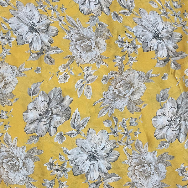 Floral Print on Yellow Base with Grey Silver Floral Print OM PK 1453