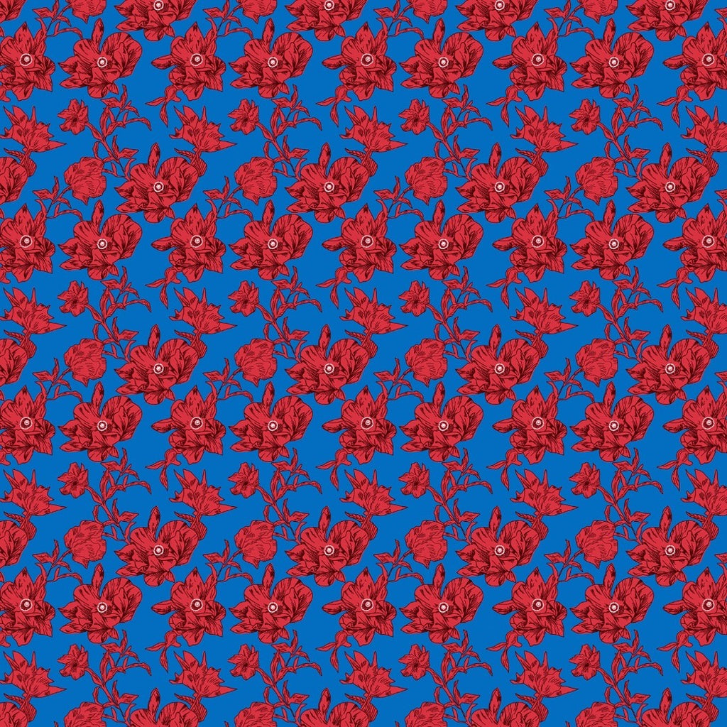 Dhruv Scarlet Floral Vine Print on Pure Cotton Poplin OM PS 406