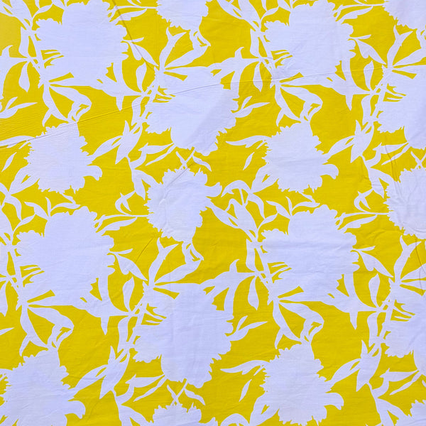 Dhruv Print with Yellow Base & Light Pink Floral on Pure Cotton Poplin