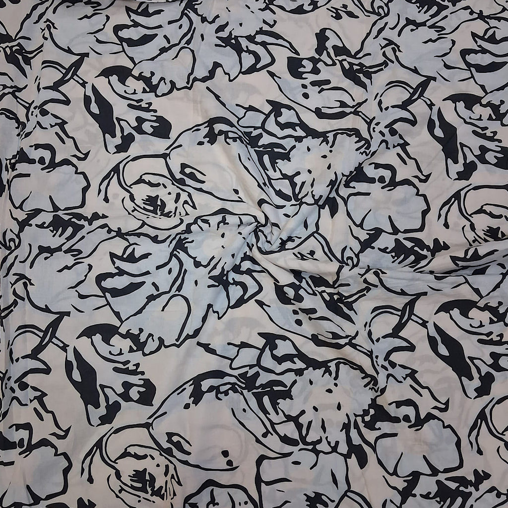 Dhruv White Floral Print with Lightest Peach Colour & White Floral on Pure Cotton Poplin