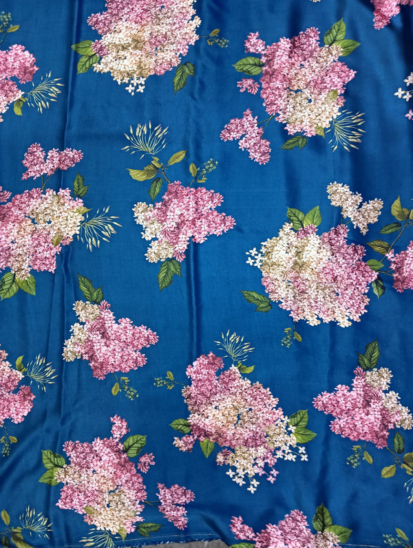 A Navy Blue Floral Bunch Sabya Kareena Print on Pure Modal Satin & Satin Georgette TK 427