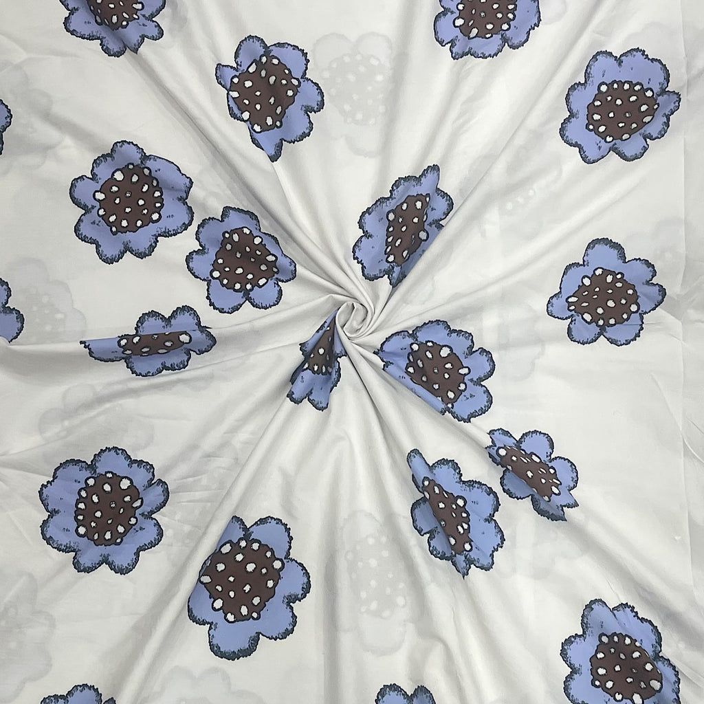 Dhruv English Floral Print in Off White Color on Pure Cotton Poplin Fabric