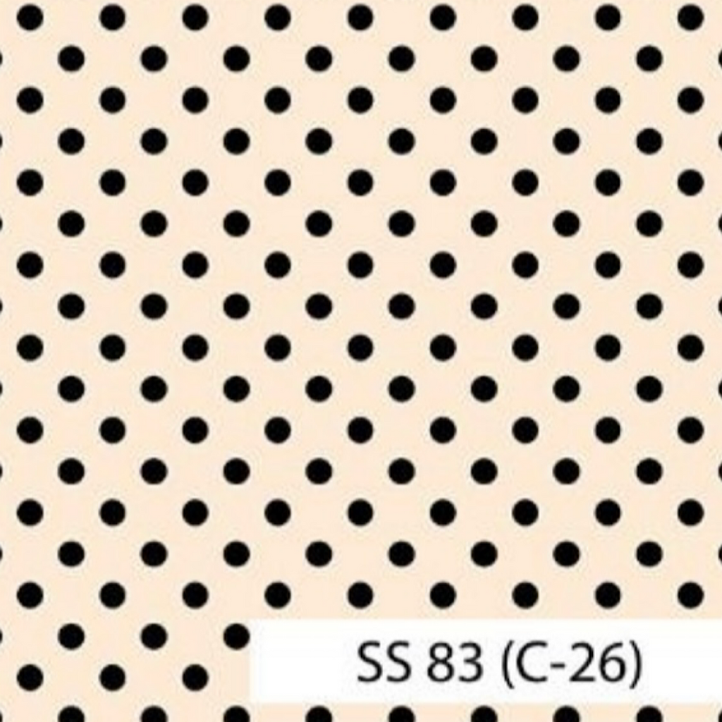 Black Polka Dot Print on Beige/Light Gold Base on Georgette Fabric OM SS 83