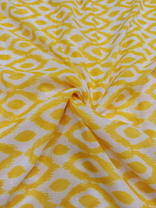 Yellow Ikat Style Print in Linen TK 334