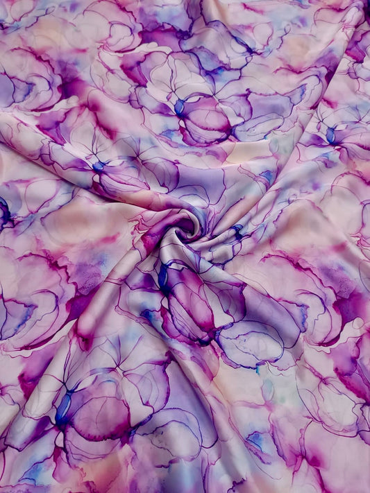 Purple Cloud Print on Satin Georgette OM PS 53