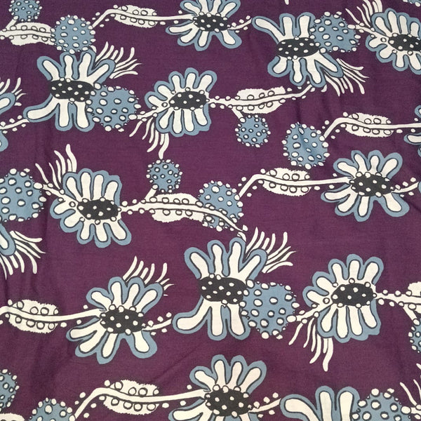 Dhruv Print with Jamun Colour Base & Blue & White Floral on Pure Cotton Poplin