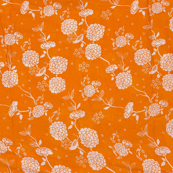 Paulmi Orange Floral Print on Pure Cotton Cambric
