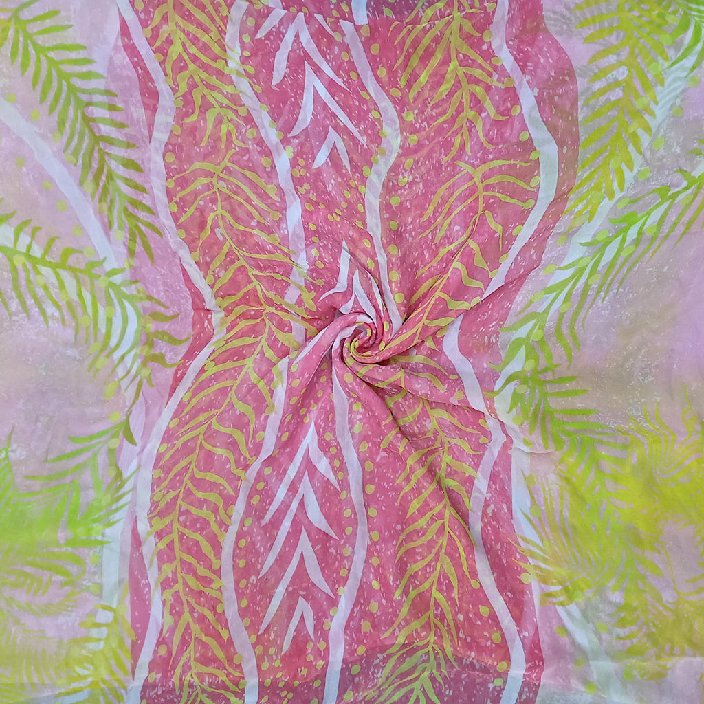 Leaves English Panel Print on Pure Viscose Chiffon
