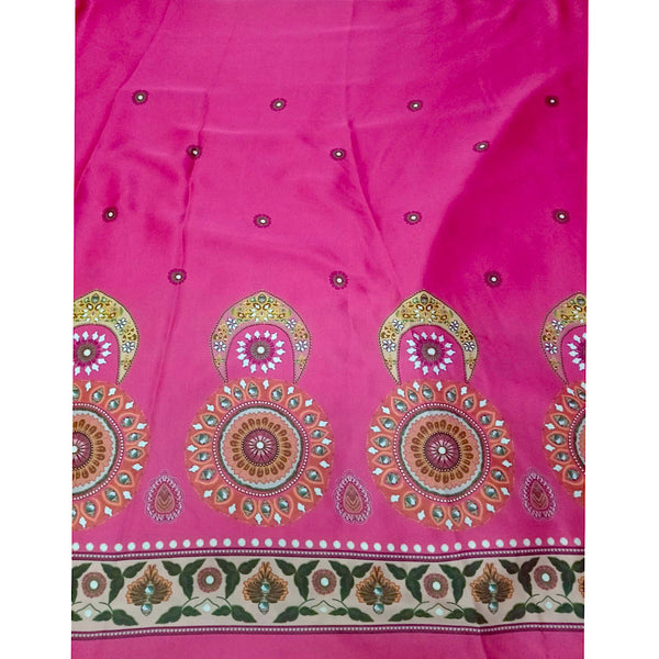 Mayur Print with Hot Pink Daaman Style Kurta Design on Pure Modal Satin