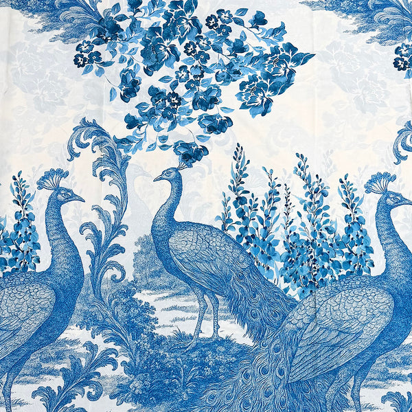 Yam Peacock Floral Print on Ivory Base on Pure Natural Crepe OM DW 89