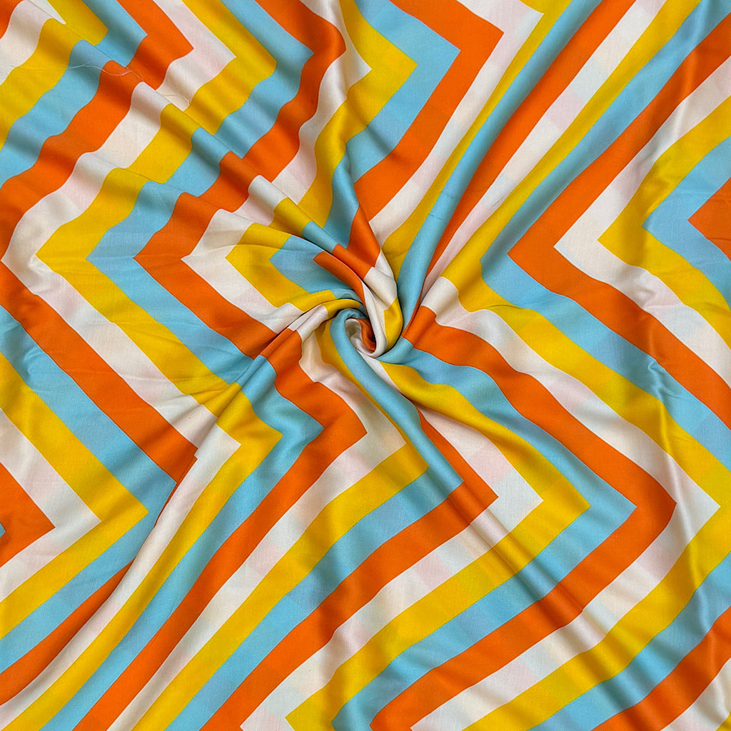 Multi Colour ZigZag Stripes in Pure Modal Satin