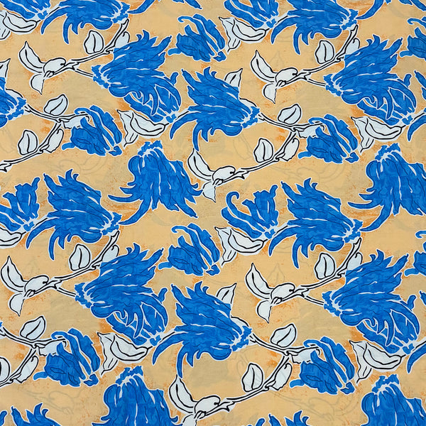 Dhruv Floral Print with Peach Base & Blue Modern Print on Pure Cotton Poplin OM PS 349