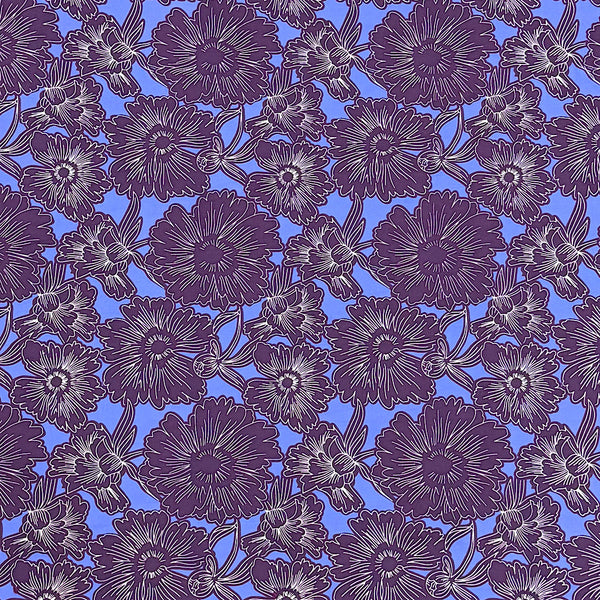 Dhruv Print with Blue Base & Black Floral on Pure Cotton Poplin