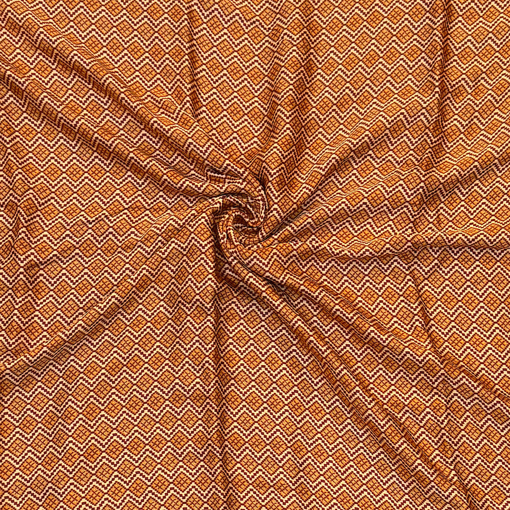 Tarun Maroon & Gold Small Traditional Print on Pure Modal Satin