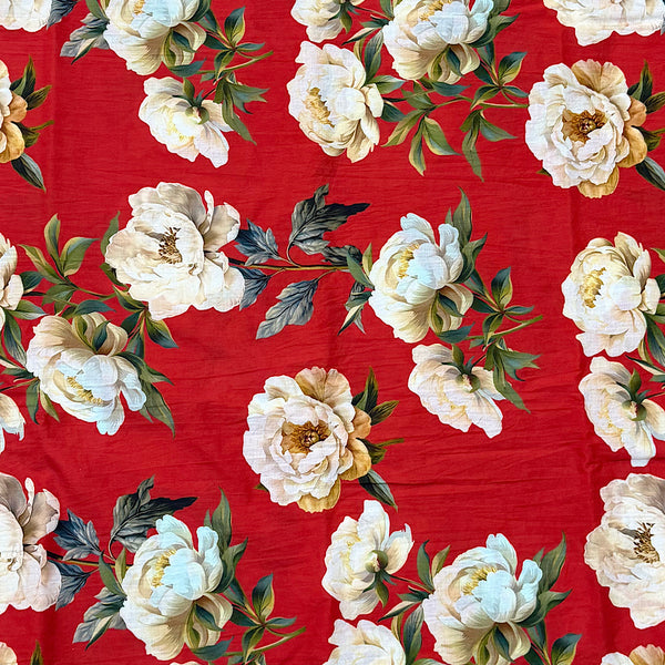 Raina’s Floral Print with Red Base & Cream Floral on Pure Glace Lawn Cotton OM PS 243 C1