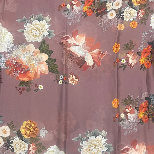 New Color Floral Print on Satin Georgette OM SG 110
