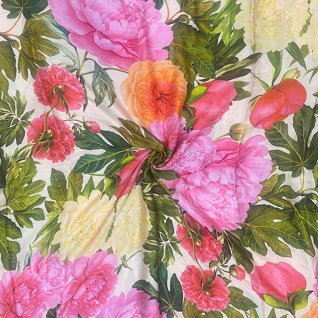 Yam Multi Colour Big Floral Print on on Pure Modal Satin Fabric OM TK 523