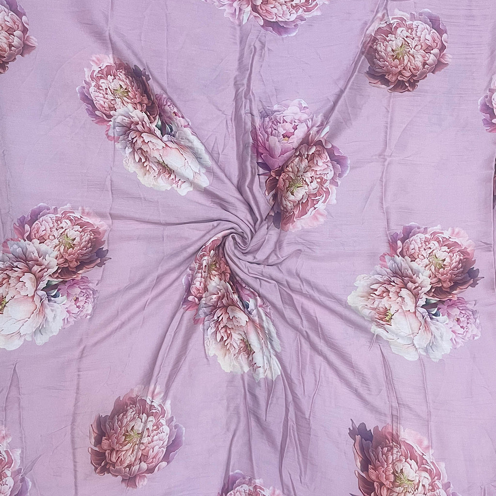 Yam Mauve Big Floral Print on Pure Modal Satin Fabric OM PS 309