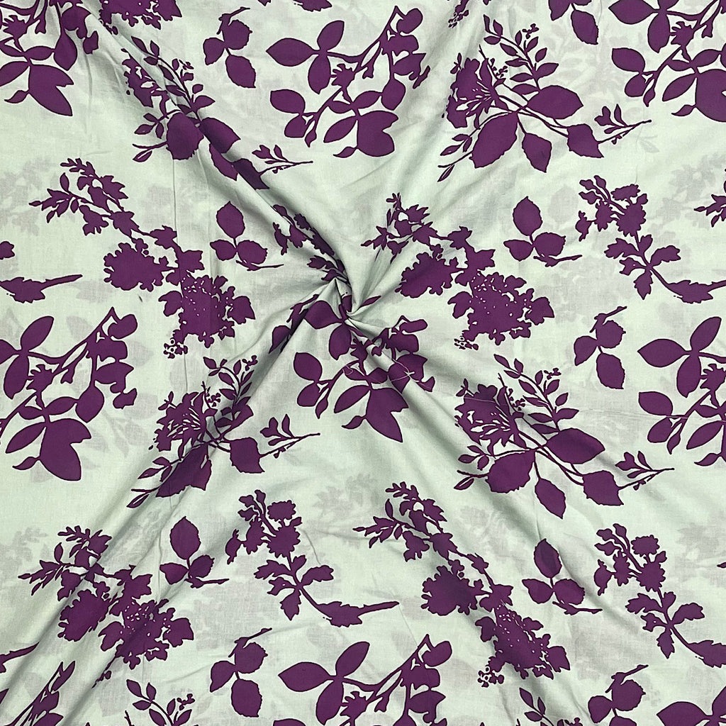 Pista Green Base with Purple Floral Print on Pure Cotton Cambric OM RK 328