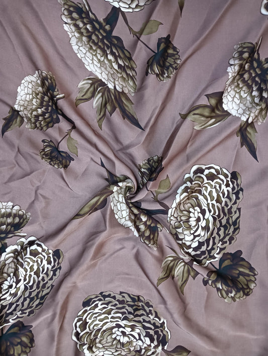 Dusty Purple Big Floral Gazal Cord Print on Pure Modal Satin & Satin Georgette OM SG 134