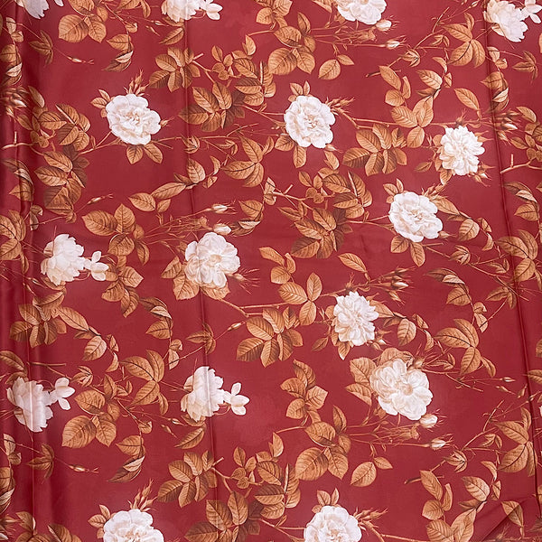 Radhika Floral Print in Red Color on Satin Georgette Fabric