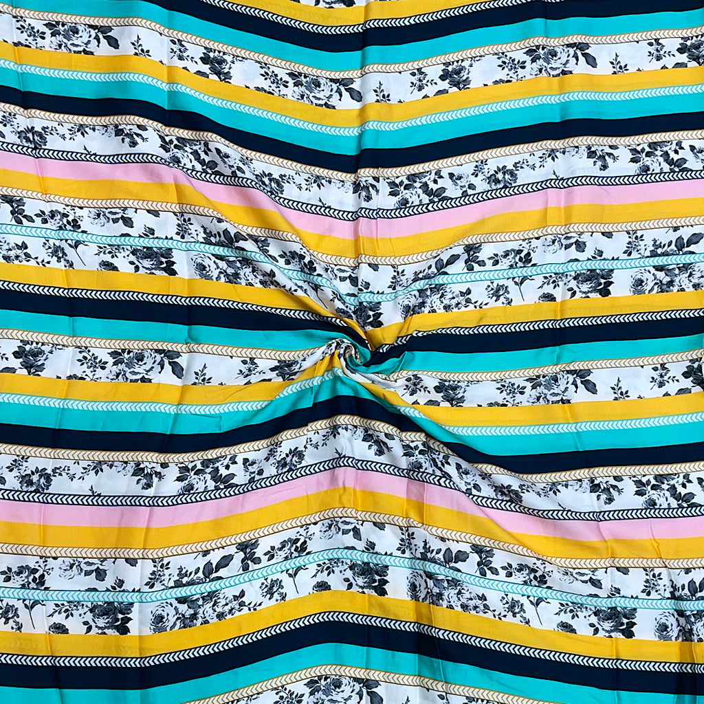 Stripe & Flower Print on Pure Modal Satin OM PS 47