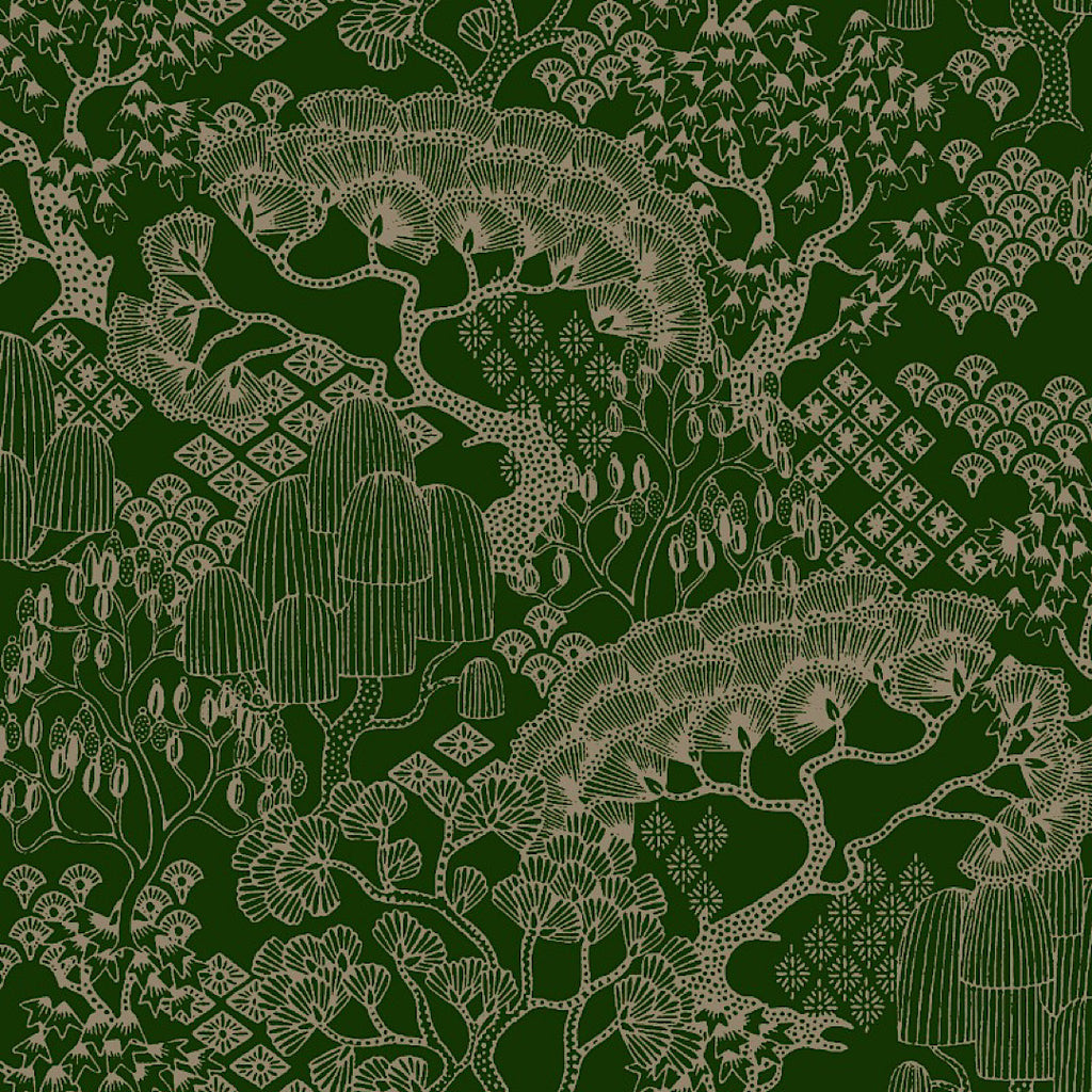 Green & Gold on Satin Georgette OM SG 119
