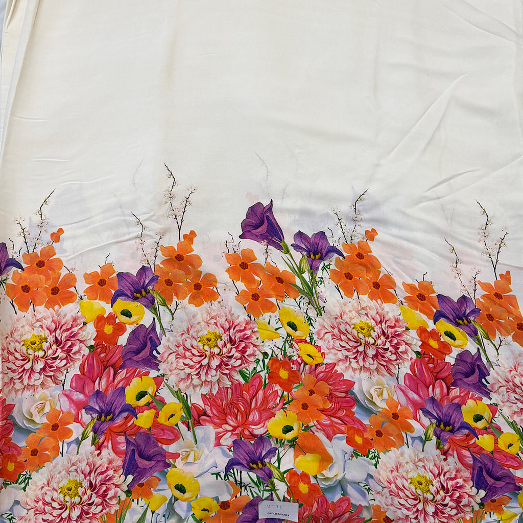 Daaman Style Floral Print on White Base on Pure Modal Satin