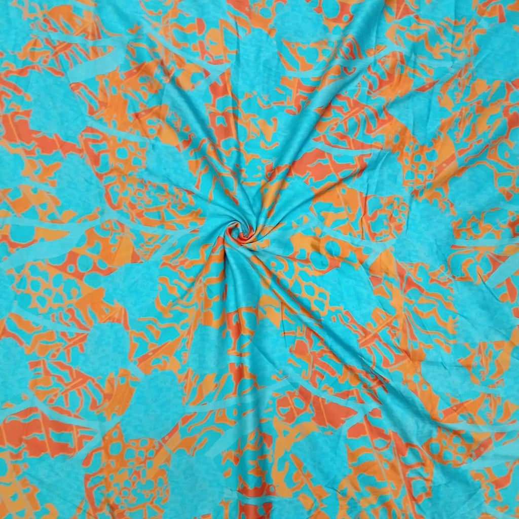 Kareena cord set print in firozi & Orange Reverse on Pure Modal Satin OM PK 1432