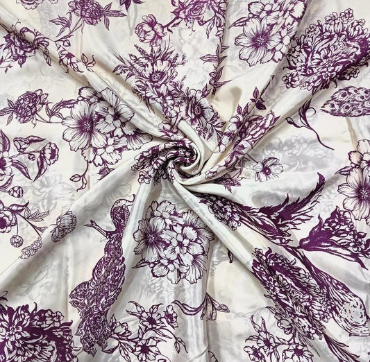 Gold with Purple Gazal Lehenga Print on Pure Modal Satin OM SG 112