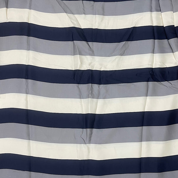 Roshni Thick Stripes Print in Gray, Black & Ivory color on Pure Modal Satin