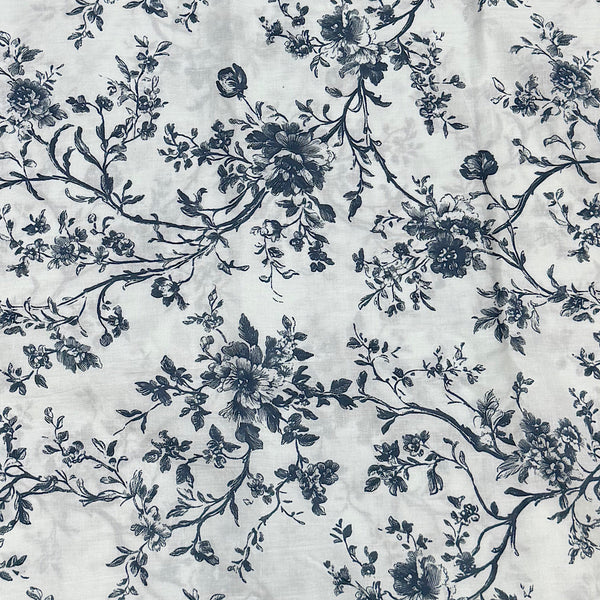 Raina’s Floral Print with Cream Base with Grey Black Floral on Pure Glace Lawn Cotton OM PS 333 C1