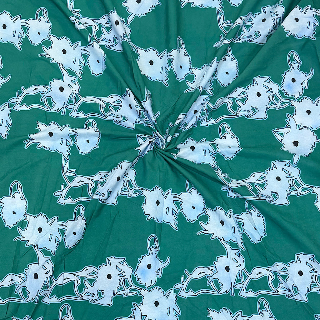 Dhruv Print with Green abstract English Floral Print on Pure Cotton Poplin OM PS  399