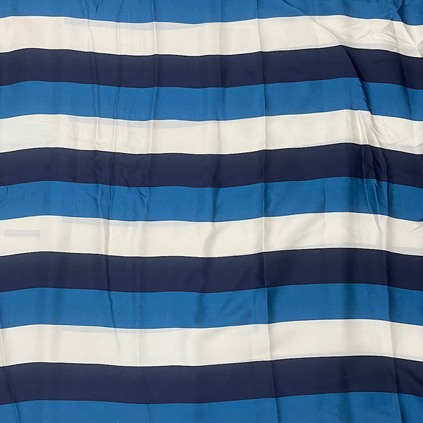 Roshni Thick Stripes Print in Blue, Black & Ivory color on Pure Modal Satin
