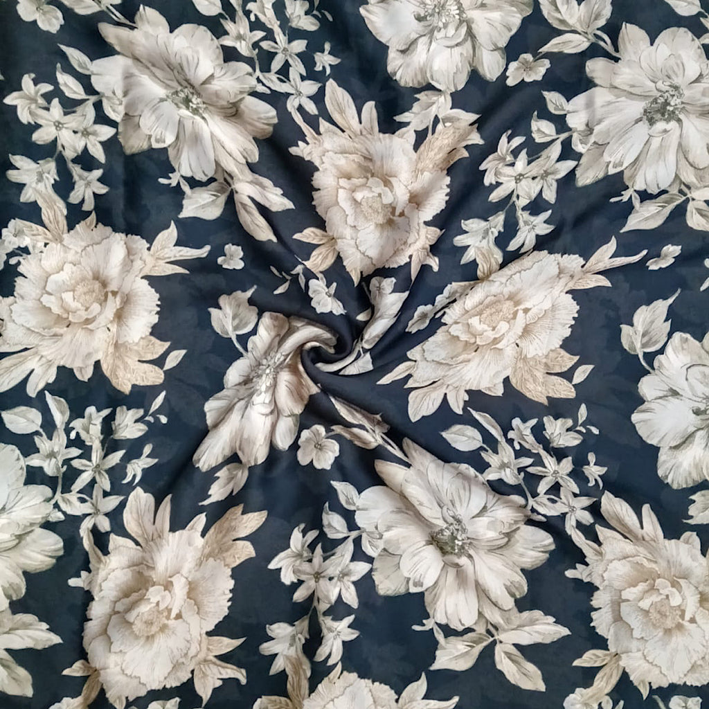 Floral Print on Black Base with Beige Flowers OM PK 1453