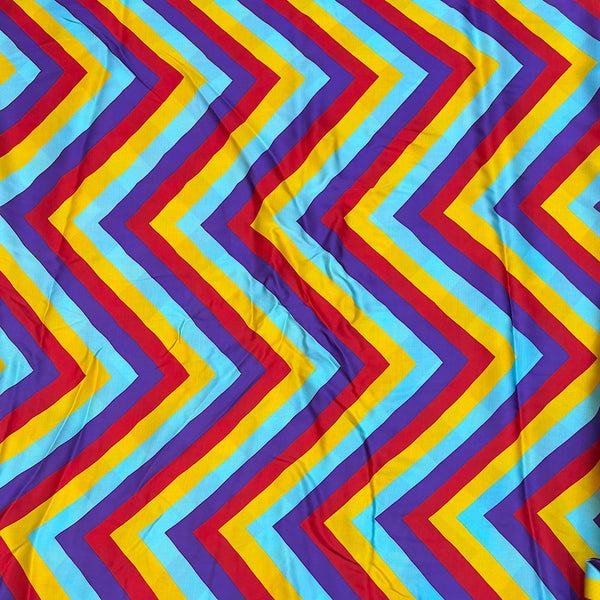Multi Colour ZigZag Stripes in Pure Modal Satin