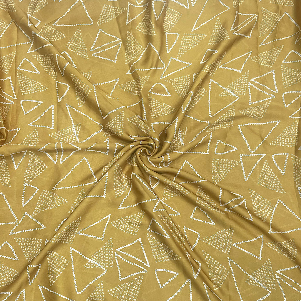 Bandhani Print in Mustard Color on Satin Georgette Fabric