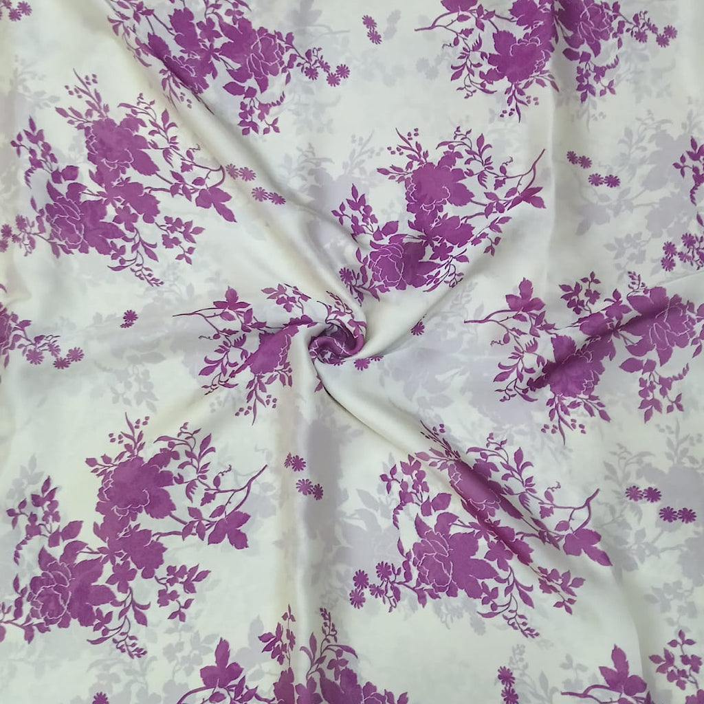 Modern English Floral Print on Satin Georgette OM DW 76