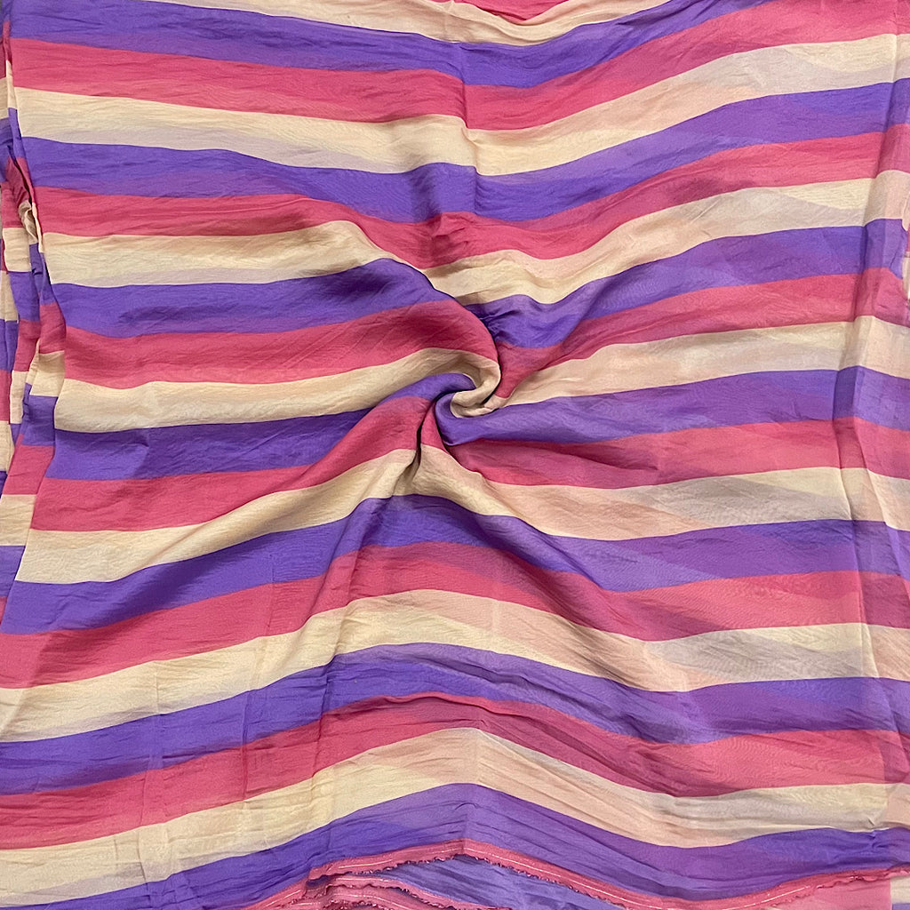Multi Color Stripes Print For Saree on Pure Viscose Organza