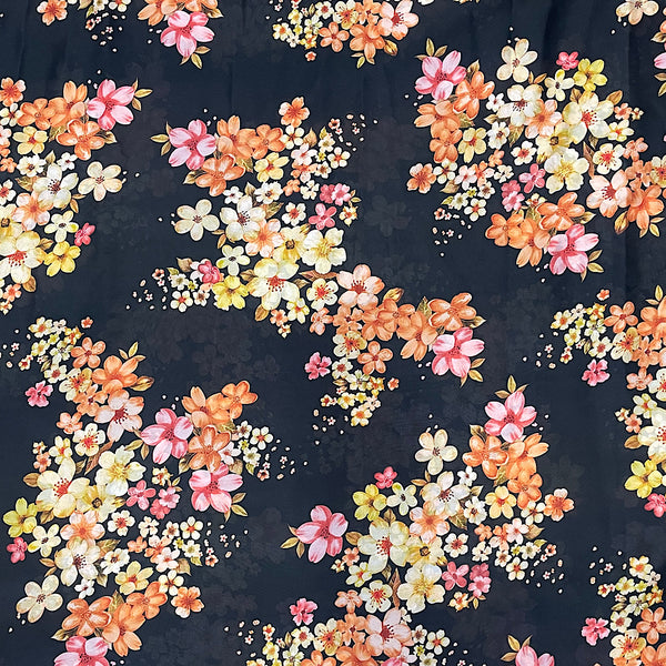 Sabya Anushka Multi Colour Floral Print on Black Base on Satin Georgette Fabric OM SS 126