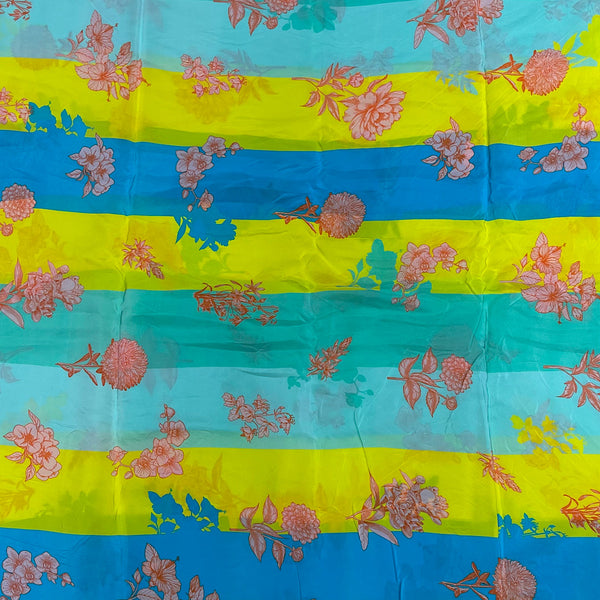 Neon Stripes with Floral Print on Pure Viscose Georgette OM SS 662