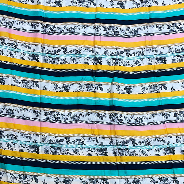 Stripe & Flower Print on Pure Modal Satin OM PS 47